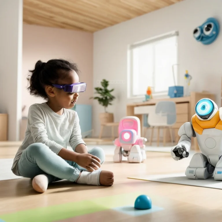 Kind spielt mit interaktivem Spielzeugroboter
